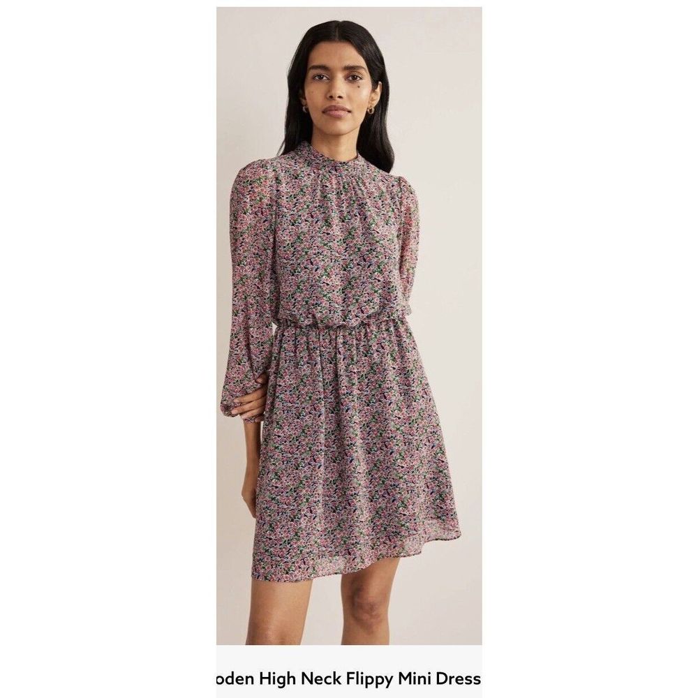New Boden High Neck Flippy Mini Dress Size 16-18